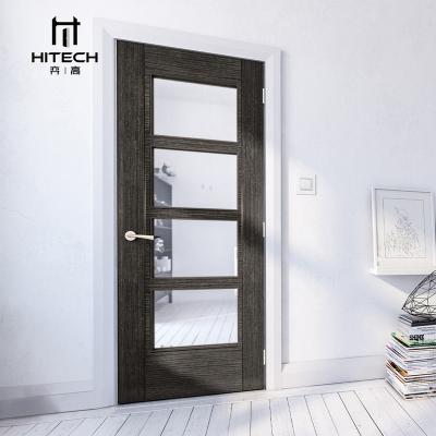 China Decoration Technology China Manufacturer Customize Interior Glass Doors Modern Black Timber With Frame Interior Glass Door for sale