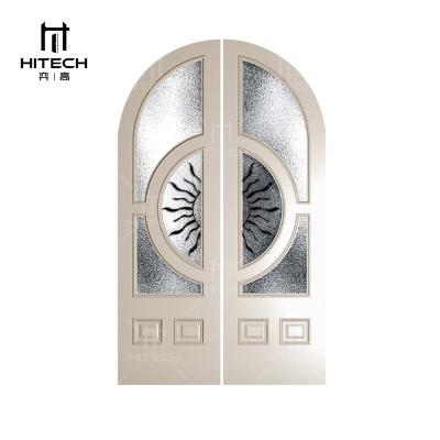 China Decoration Technology Arched French Doors Half Moon Interior Glass Wood Door Interior Door With Frame for sale