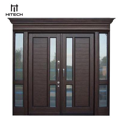 China Tech Design Extra Large Waterproof Glass Arched Double Top Solid Wood Leaf Outdoor Front Entry Door for sale