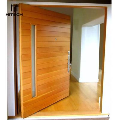 China Waterproof Technology Solid Wood Glass Panels Pivot Door With Side Marker Front Entry Pivot Door for sale