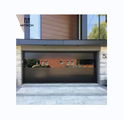 China Morden factory price technology black color waterproof glass panel electric remote automatic control insulated sectional garage doors for houses for sale