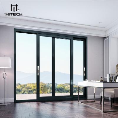 China Sound Insulation Technology Sliding Patio Doors Aluminum Sliding Glass Door Double Exterior Black Glass Patio Doors Hingeless for sale