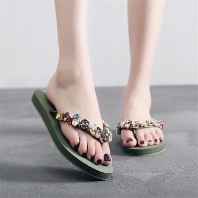 China Diamond Women Summer Casual Flip Flops Anti-Slippery Non-Slip Beach Slippers for sale