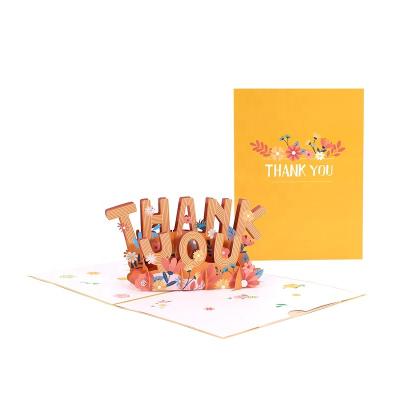 China Europe 3d Handmade Paper Craft Thank You Pop Up Card For Thanksgiving Mum Dad Grandpa for sale