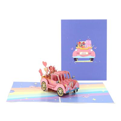 China Handmade Paper Craft Europe Mini Laser Cut And Car 3d Pop Up Cards For Love for sale