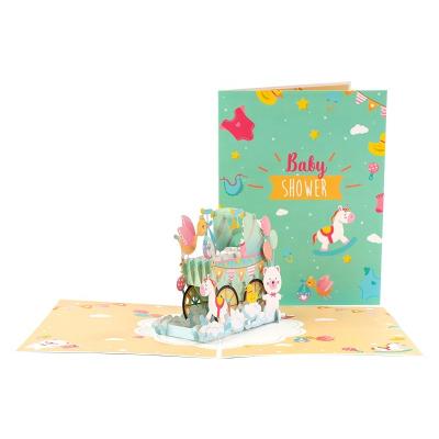 China Europe Laser Cutting 3d Pop Foldable Greeting Card For Baby Shower for sale