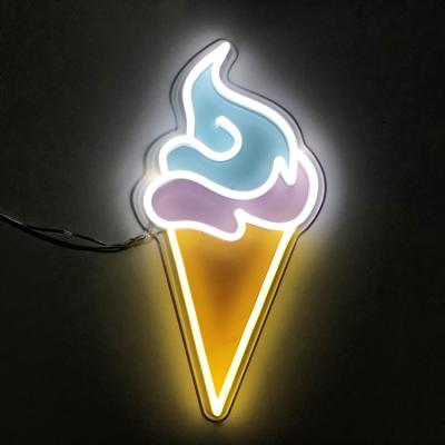 China Custom Waterproof LED Modules Shop Name Neon Sign Ice Cream Neon Sign With Stainless Steel Box Customs Lead Neon Light Sign Manufacturer for sale