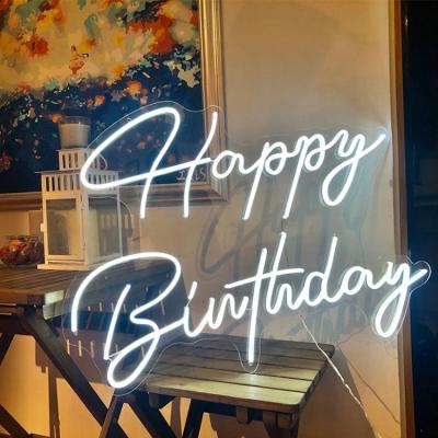 China Buildings Party Supplies Big Happy Birthday Shaped Neon Light Vintage Neon Sign Neon Lights for sale