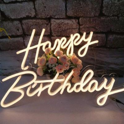 China Buildings Party Supplies Big Happy Birthday Shaped Neon Light Vintage Neon Sign Neon Lights for sale