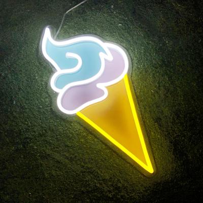 China Shatterproof Led Neon Sign Wall Hanging RGB Ice Cream Neon Signs Custom Logo Neon Sign With Acrylic Backborad for sale