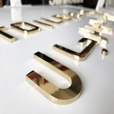 China High Quality Alphabet Logo Metal Wall Letters Laser Cut Gold Mirror Sign for sale