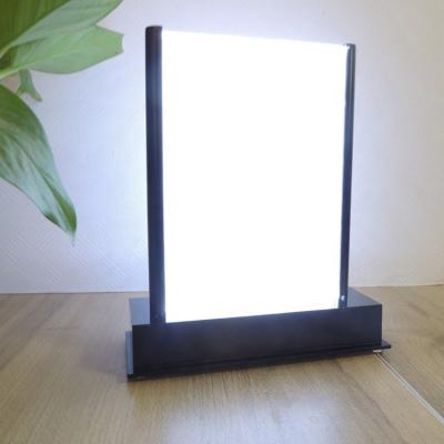 China Highlight For Your Brand And Menu Double Sided Acrylic Table Stand Led Lighting Sign View Display Stand Card Menu Holder for sale