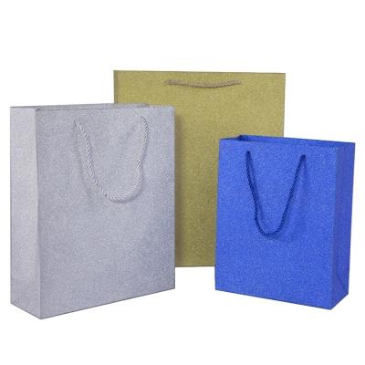 China Recycled Materials 210gsm CPP Material Glitter Fashional Gift Bag Glitter Shopping Paper Bag for sale