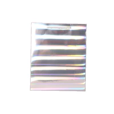 China Wholesale Recycled Aluminum Foil Gift Bags 50pcs/lot Luxury Holographic Paper Bag Stock Laser Packaging Materials 210gsm Gift Bags for sale