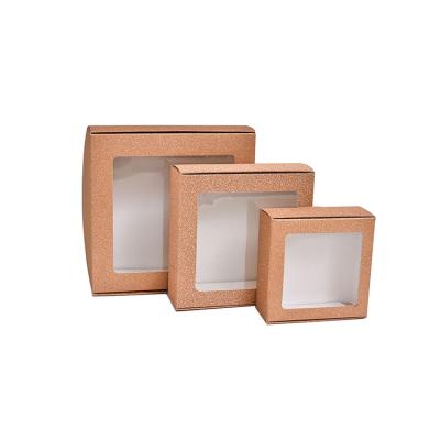 China Custom Glitter Gift Box Printing Kraft Paper Cardboard Box With Transparent Lid Clear Window Jewelry Box for sale