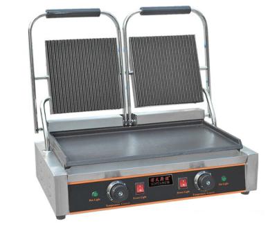 China Electric Panini Grilll Double Heads Grill Machine Griddle Sandwich Waffle Maker Outdoor High-Efficient Commercial Deck Ovens for sale