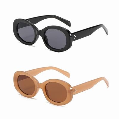 China New Arrivals Oval Summer Shading 2021 Fashionable Vintage White Oval Sunglasses Ladies Sun Glass Women Designers for sale