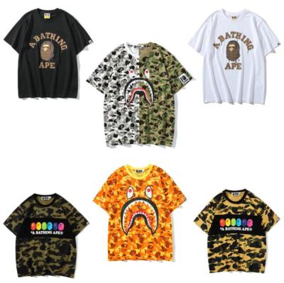 China Custom Anti-Wrinkle Plus Size Hip Hop White Mens T-shirts Camouflage Streetwear Tee Fashion Shark Print Tee Summer Bape T-shirts For Women men for sale