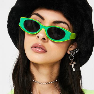 China Funny Fashion Sunglasses Gradient Party Sun Glass Women Men Shading 2021 Vintage Trendy Oval Frame Summer Beach Yellow Sunglasses for sale