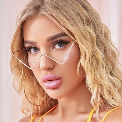 China For 2021 Vintage Reading Glass Women Glasses No Frames Luxury Colorful Diamond Decoration Eyewear Fashion Half Metal Glasses Frames for sale