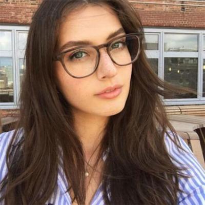 China Decoration / Reading Glass Acetate Designed Eyewear Light Blue Anti Cut Glasses Frame Square Spectacle Glass Frames Optical Glasses for sale