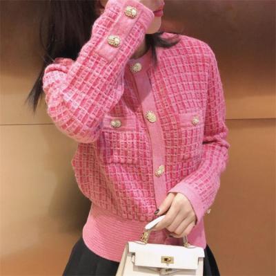 China 2022 New Fashion Waterproof Knitted Luxury Designer Coats Jacket Winter Clothing Autumn Rose Cardigan Sweater Jacket For Women for sale