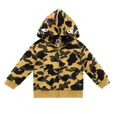 China Fashion Anti-Shrink Embossed Satin Camouflage Bape Hoodie Sports Jacket Boys Girls Sweatshirts Full Zip Up Streetwear Kids Hoodies Kids for sale