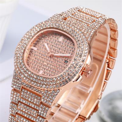 China Diamond Watch Gold Silver Men's Automatic Date Bling Wristwatches Women's Quartz Watches Hip Hop Jewelry Gifts Iced Out Watch For Man for sale