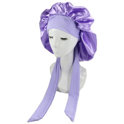 China 1 Piece Women Girls Polyester Environmental Friendly Polyester Girls High Elastic Satin Durag Turban Head Cover Hair Cowl Hair Bonnet for sale