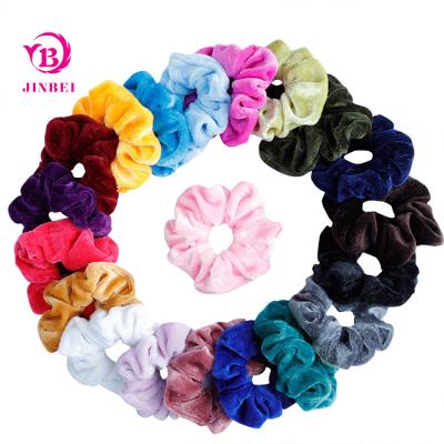 China Customized wholesale cheap fashionable ladies hair scrunchies accessories shape elastic velvet hair scrunchies for sale