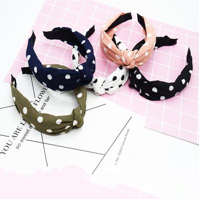 China New Fashionable Polka Dot Headband Women Knot Headband Elastic Headband Hair Accessories For Girls for sale