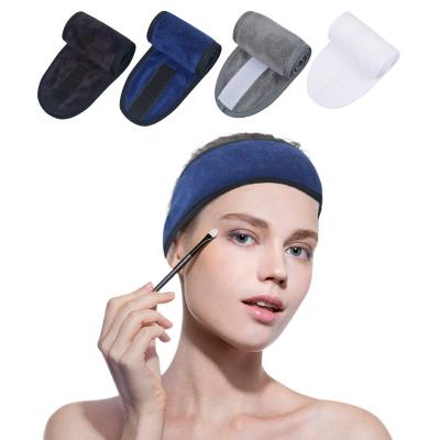 China Custom Logo Sap Headband Solid Color Makeup Sport Cotton Face Wash Fashionable White Black Elastic Soft Bath Headbands for sale