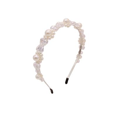 China Crystal Headbands Pearl Floral Head 1 PCS Environmental Friendly Women Soft Baroque Bands Combine Rhinestone Hair Hoops Accessories for sale