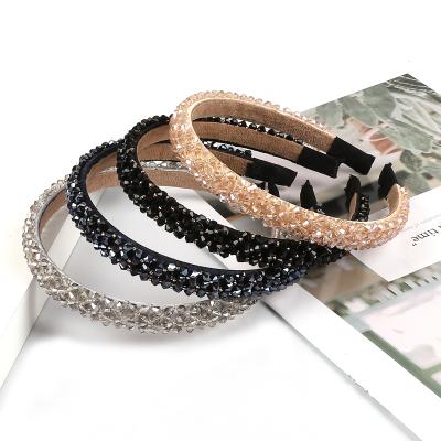 China Luxury Shiny Trendy Rhinestone Headband Diamond Hair Hoop Hair Accessories Crystal Headband For Women for sale