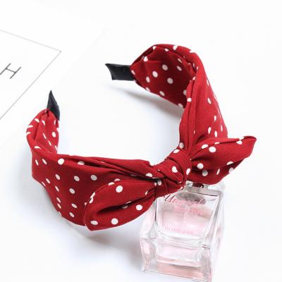 China New Korea Style Polka Bow Dot Hair Clips Sweet Rabbit Cloth Ear Wide Hair Grips Environmentally Friendly Simple Hair Accessories For Women for sale