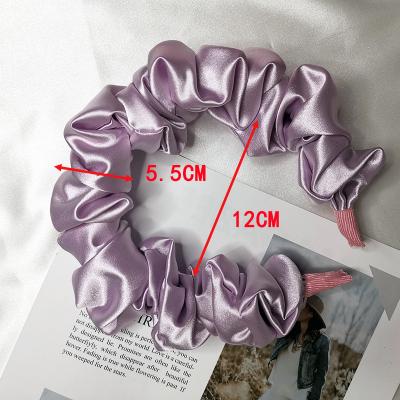 China Nvironmental fashion silk scrunchies women hair band accessories ladies summer solid color white fluffy satin hair bands friendly wholesale for sale