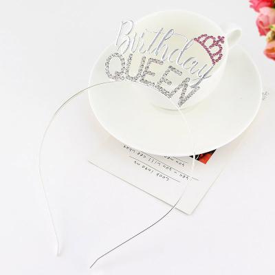 China Nvironmental Friendly Custom Color Alloy Headband Rhinestone Birthday Queen Headband Crown Party Hair Band Available For Girls Princess for sale