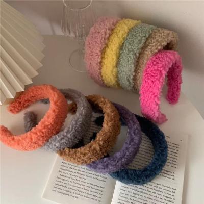 China Wholesale Warm INS Winter Color Candy Circle Wool Environmentally Friendly Headband For Women Washing Makeup Headband Accessories for sale