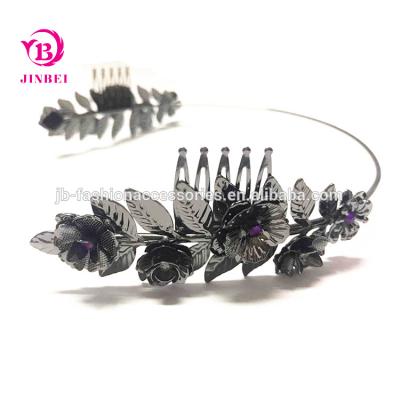 China Flower metal hair band accessory: Yiwu yilibei 2017 dance headband bride wedding headdress hair accessories for lady for sale