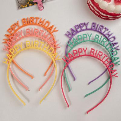 China Environmental Friendly Wholesale Cute Colorful Letter Party Hair Accessories Birthday Factory Price Factory Price Headband Circle For Women Kids Hair Bands for sale