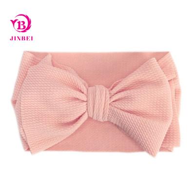 China Large Solid Color Cute Baby Bows Headwraps Turbans Toddler Kids Hair Band Bows For Girls Hair for sale