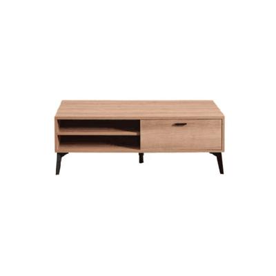 China Convertible luxury Nordic coffee table square wood with 2 drawers and 4 metal legs for living room TV stand for sale