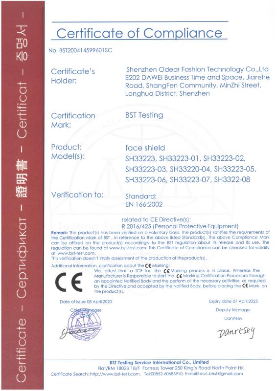 CE - Shenzhen Odear Fashion Technology Co., Ltd.