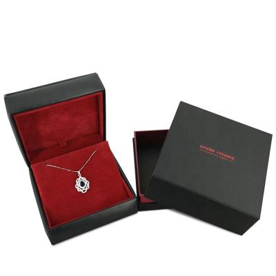 China High End Jewelry Velvet Chain Insert Gift Packaging Black Necklace Box With Blue Led Light for sale