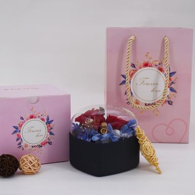 China Luxury custom hand made with logo mom flower acrylic box for joyero jewelry packaging flower jewelry box for sale