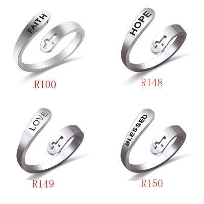 China 2021 New Arrival Fashionable Custom Cross Letter Personality Multilayer Titanium Steel Finger Ring Jewelry For Men for sale