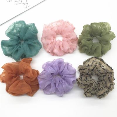 China Women 2021 Scrunchies New Fashion Women's Organza Tulle Hair Scrunchies Ponytail Elastic Bands Elastic Hair Scrunchies Holder For Women for sale