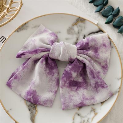 China 2021 Cloth Women Fashion Hair Accessories Butterfly Hair Claws Ties Dye Big Bowknot Hair Clips Headdress for sale