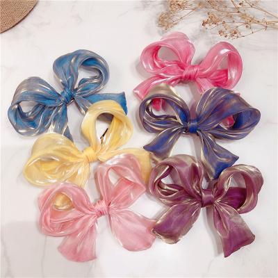 China Wholesale Cloth Solid Color Bowknot Women Hair Barrettes Cloth Hair Accessories Bows Hair Clip For Female for sale