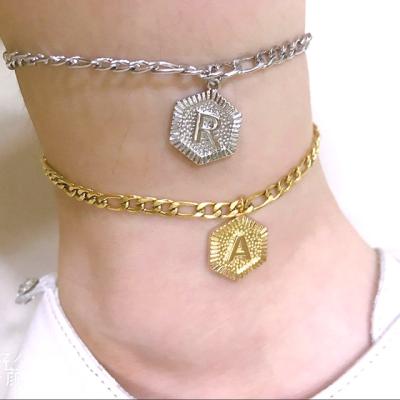 China New Trendy 26 Letters A To Z Anklet Chain Bracelet For Women Initial Alphabet Anklets For Women Girls Jewelry for sale